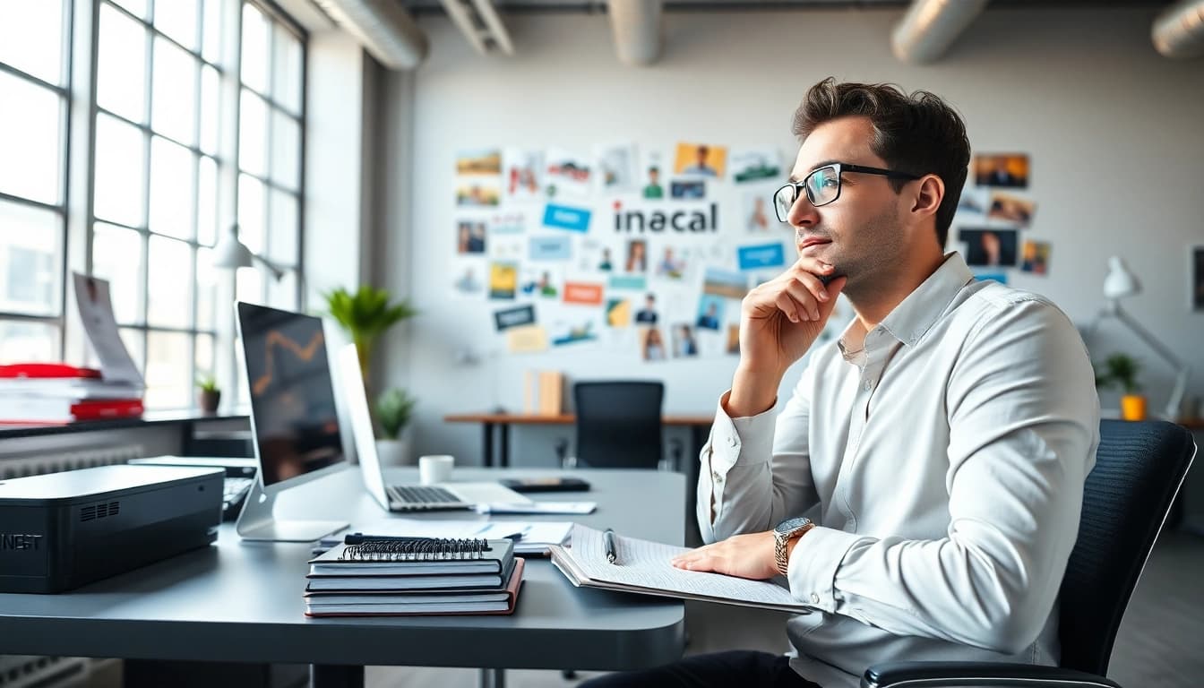 Visual representation of finding the Ideal career in a modern workspace with career planning elements.