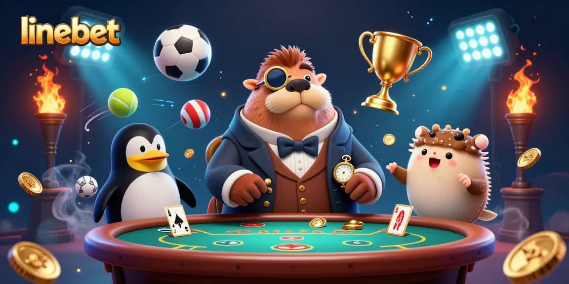 Engage with linebet's underwater poker scene featuring a jolly walrus, sophisticated dealer, and a bluffing pufferfish.