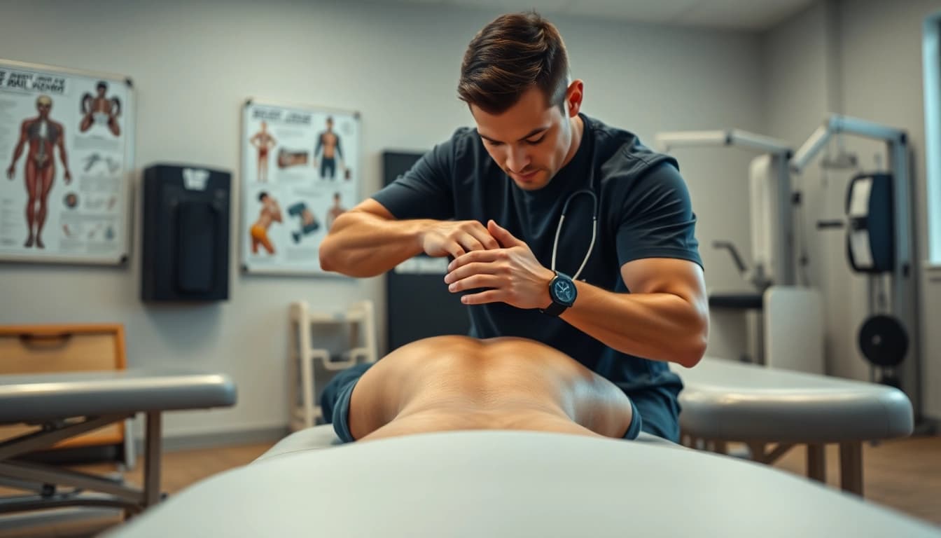 Best sports chiropractor in St. Albert AB providing treatment to an athlete in a modern clinic.