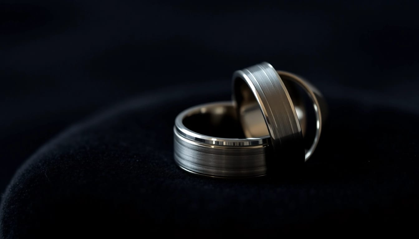 Showcase stunning Gunmetal Wedding Bands for Men with intricate designs and sleek finishes.