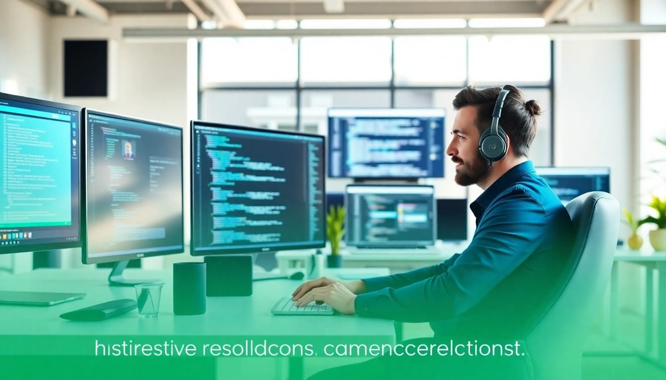 Expert engaged in Custom Shopify development, showcasing a collaborative workspace.