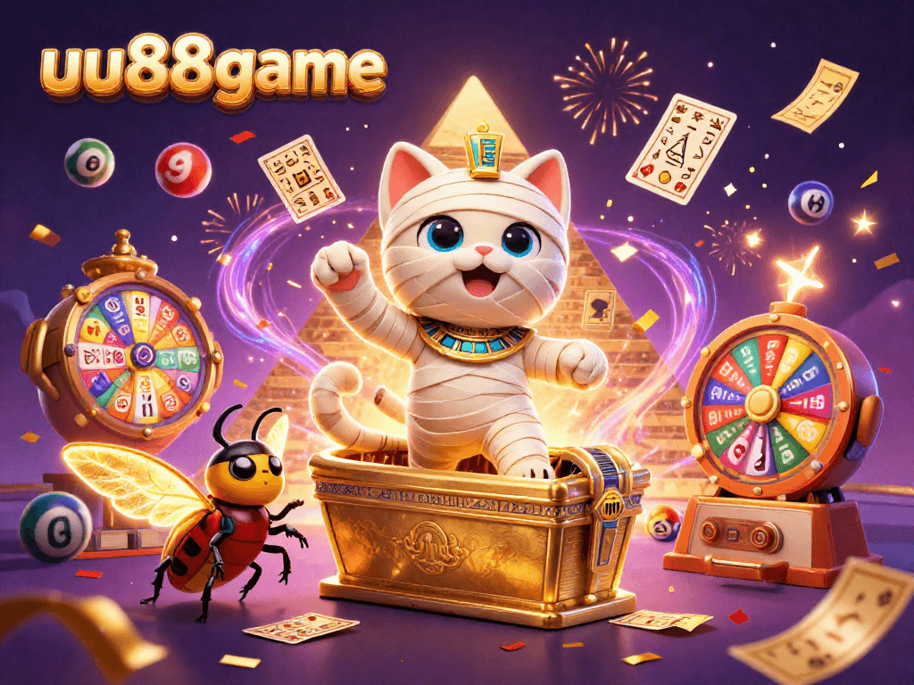 Experience thrilling wins at uu88game as colorful lottery balls flutter in a vibrant casino scene.