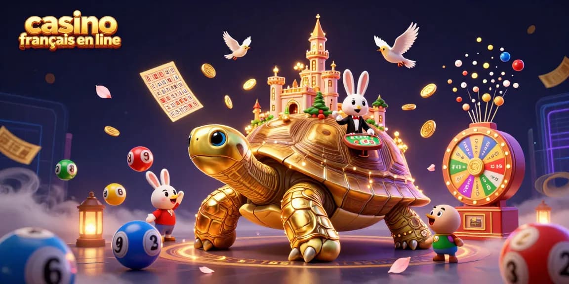 Plongez dans l'univers des jeux avec ce casino français en ligne animé, rempli de personnages et d'éléments de jeu.