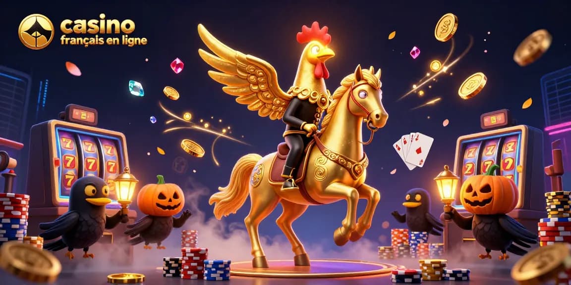 Jouez au casino français en ligne avec un coq doré et des lanternes de corbeaux dans un décor magique