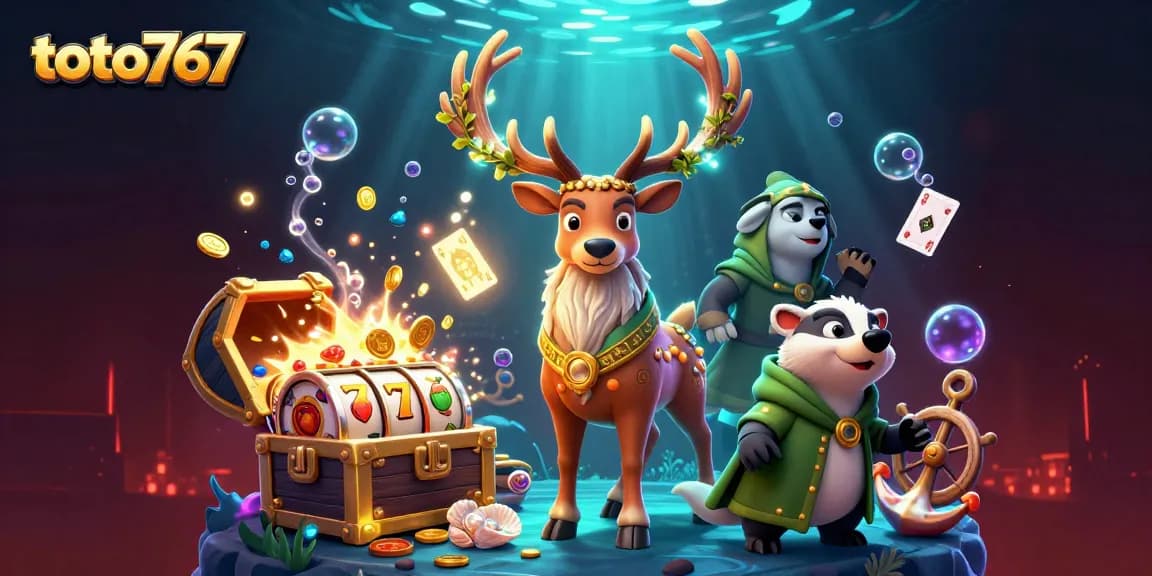 Permainan menyenangkan di toto767 dengan simbol slot dan karakter kartun menarik.