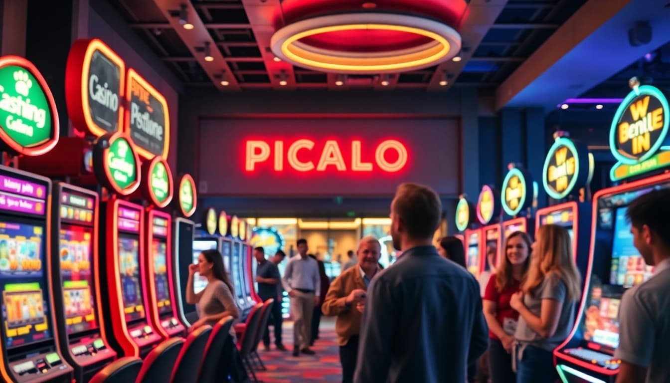Speel de pistolo bonus met kleurrijke casino-omgeving vol energie en plezier.