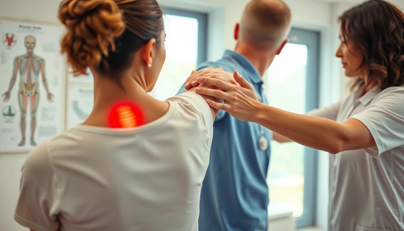 Therapist demonstrating effective back pain treatment techniques for patients.