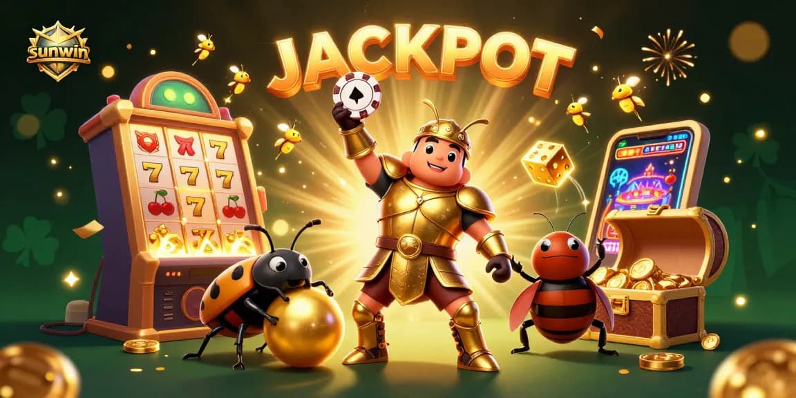 Experience the thrill of sunwin's casino with beetle heroes and jackpot symbols!