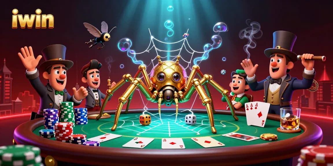 Engage with the iwin casino experience illustrated in a dynamic 3D scene of gambling action.
