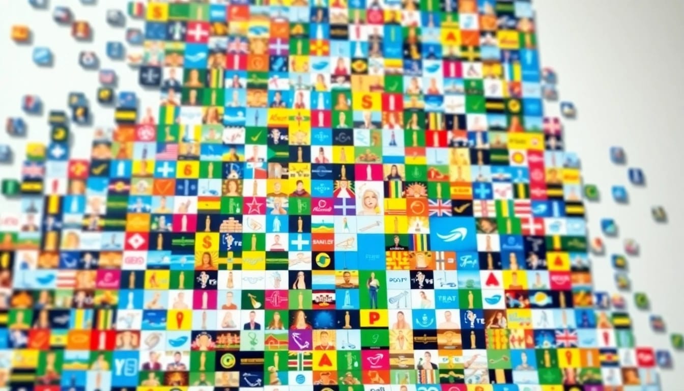 Engaging mosaic illustrating the million dollar homepage theme with vibrant colors and small business ads.