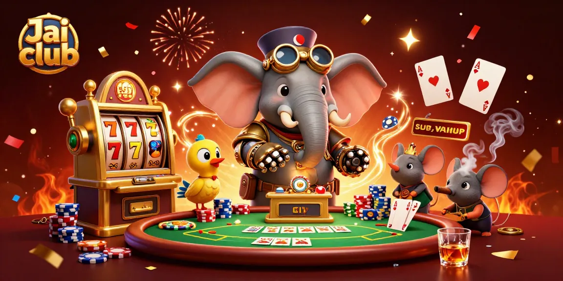 Experience the thrill of Jai club with a steampunk elephant winning at slots.