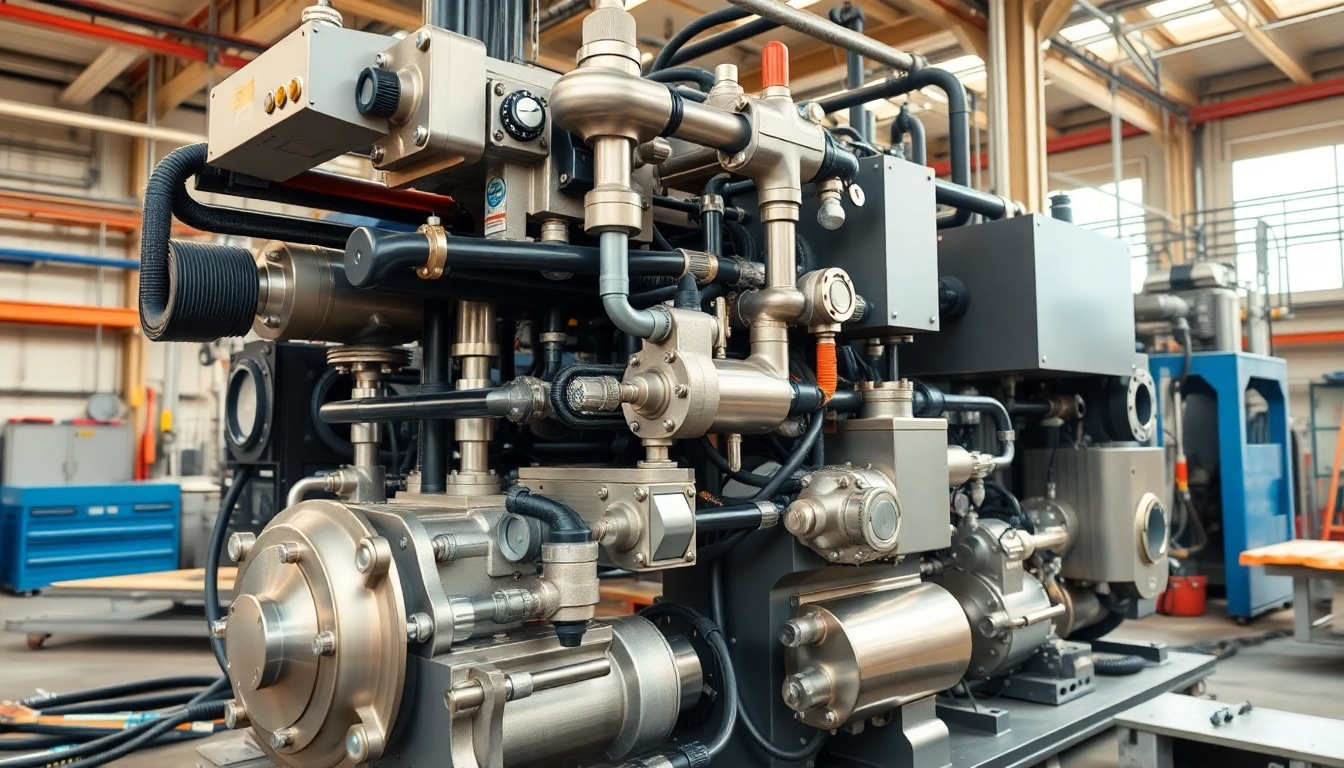 Engage with fluid power systems showcased in an industrial environment, featuring robust machinery.