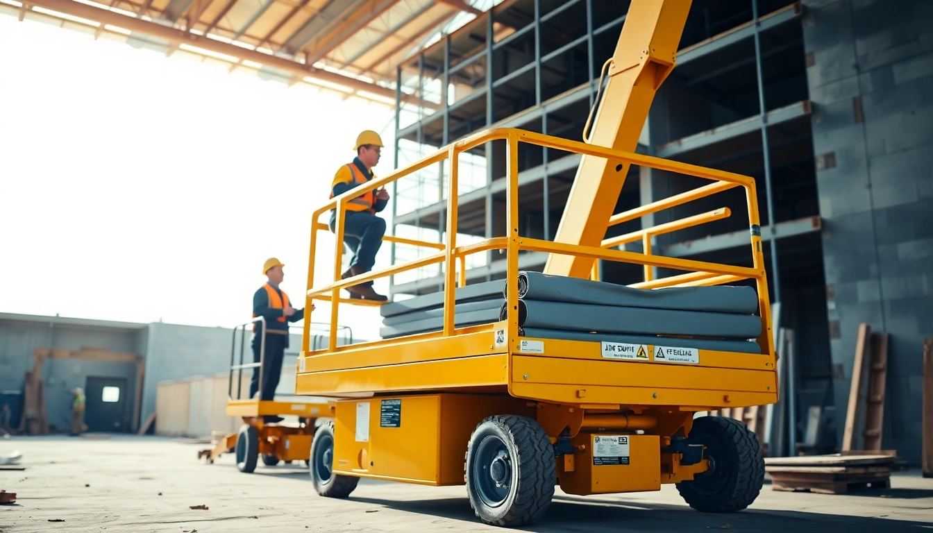 Operating a genie lift in an industrial environment, showcasing its functionality and safety features.