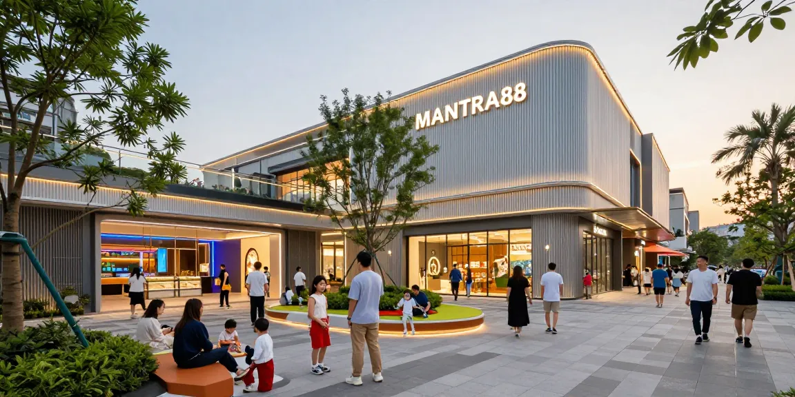 Experience modern entertainment at MANTRA88, showcasing vibrant commercial spaces and joyful visitors engaging in leisure activities at www.mgoldproperties.com.
