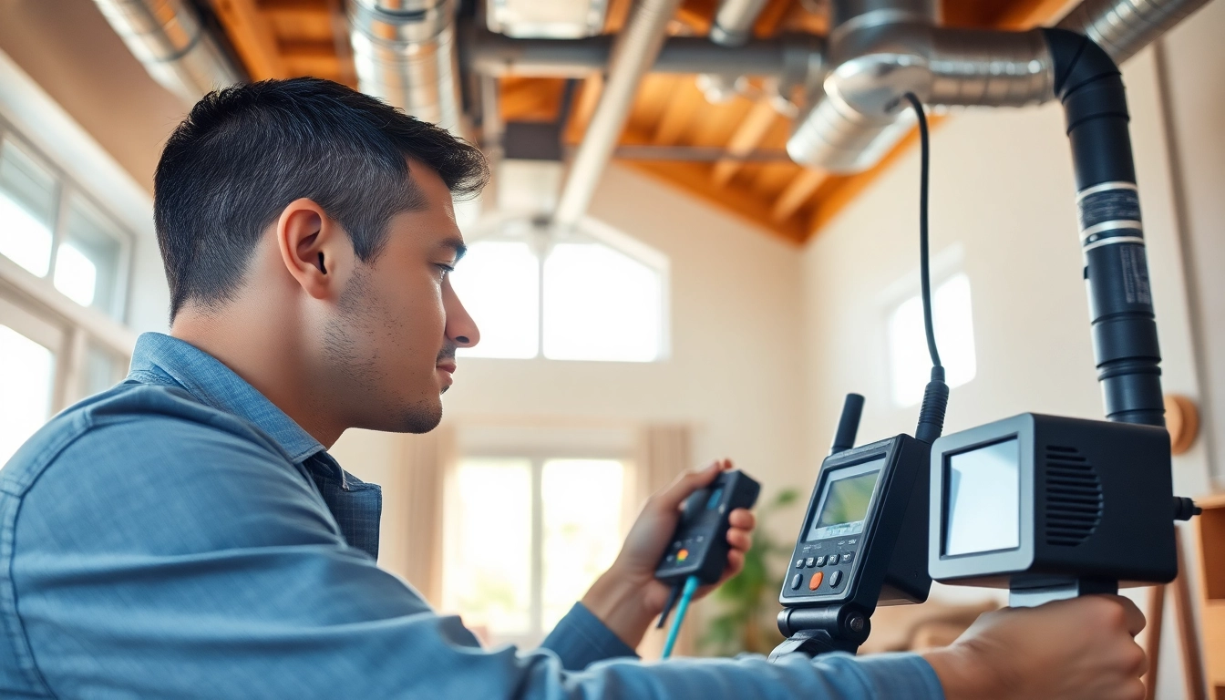 Inspect HVAC duct leakage with a technician checking ductwork for gaps and leaks.