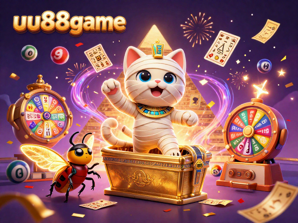 Experience thrilling wins at uu88game as colorful lottery balls flutter in a vibrant casino scene.