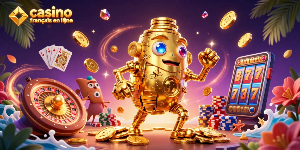 Casino français en ligne : Découvrez un golem doré entouré d'éléments de jeu captivants.
