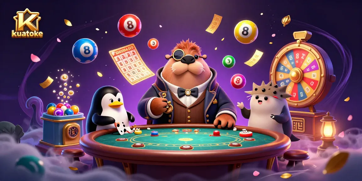 Kuatoke offers a thrilling underwater poker scene featuring a jolly walrus, penguin dealer, and a bluffing pufferfish.