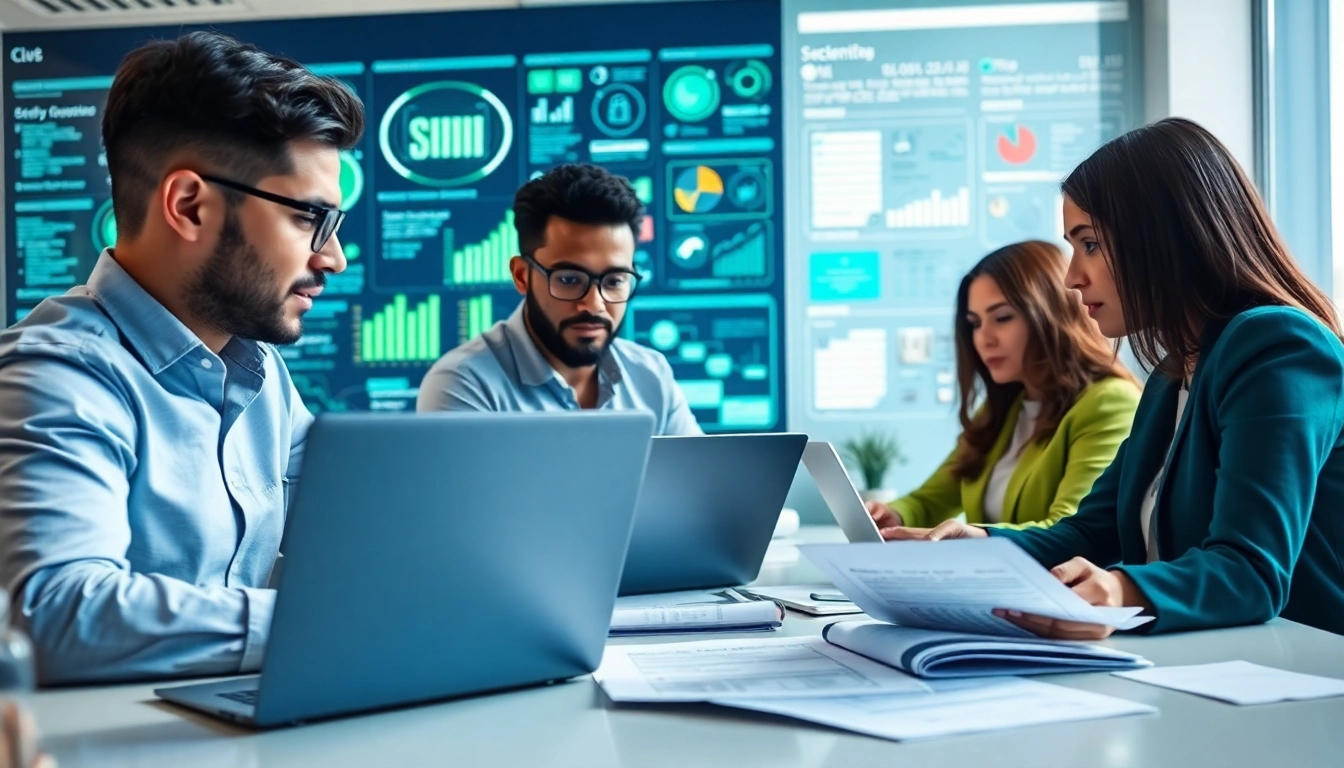 Reviewing the cyber essentials checklist with a diverse team for enhanced cybersecurity.