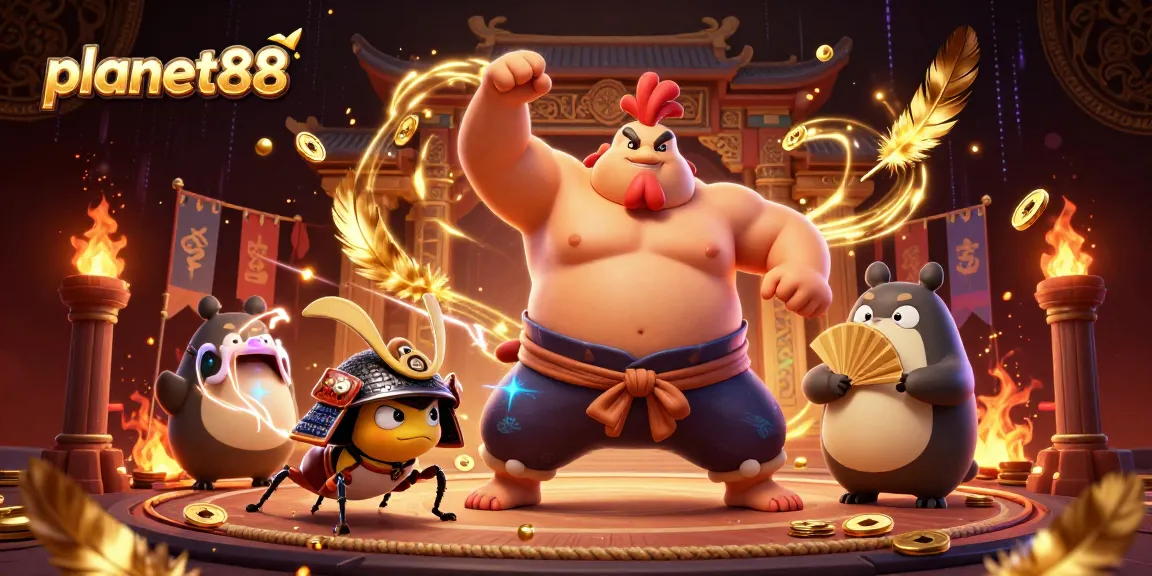 Watch planet88 players win big with an exciting sumo rooster and samurai cricket showdown!