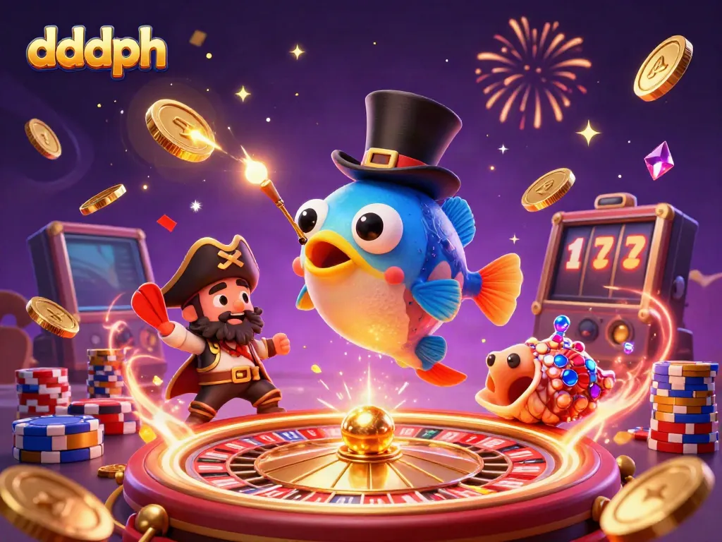 Engage with dddph as the anglerfish attracts golden coins and treasures, showcasing a vibrant underwater casino scene.