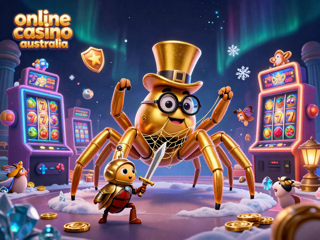 Explore exciting winning opportunities at online casino Australia featuring vibrant slot machines and animated characters.