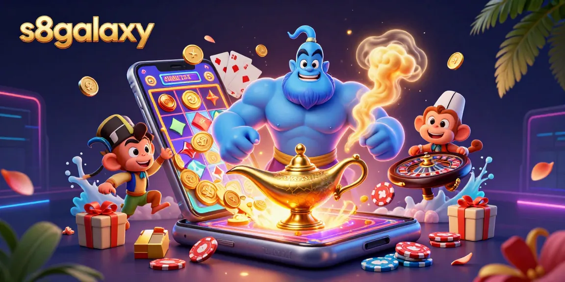 Experience the excitement at s8galaxy with a vivid 3D scene featuring iconic gaming elements.
