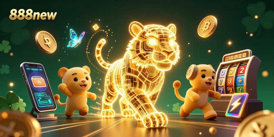 Experience the thrill of 888new with dynamic slot reels and crypto elements in a vibrant digital casino.