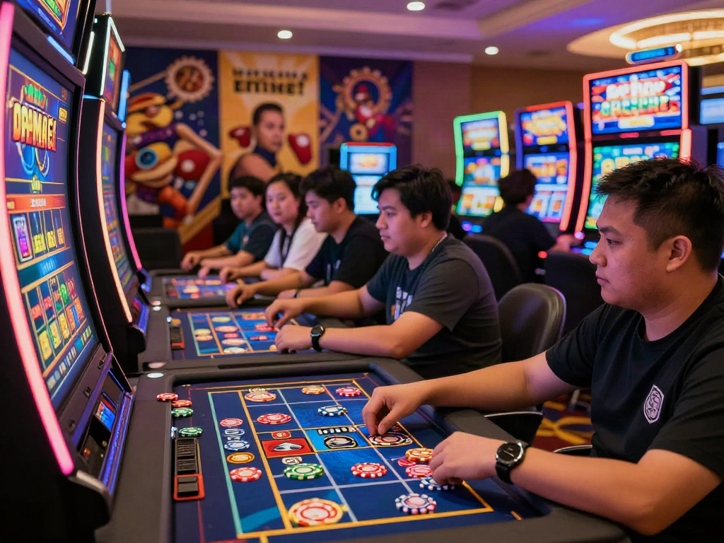 Players enjoying an engaging situs judi slot online experience at a vibrant virtual casino.
