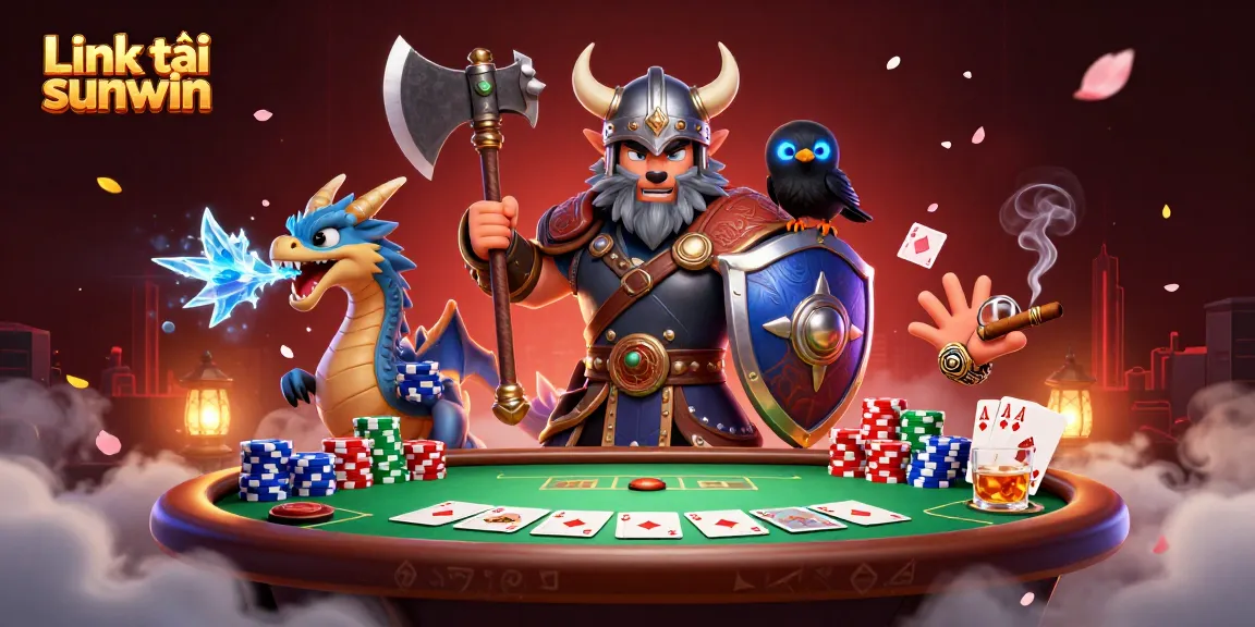 Experience thrilling poker action with Link tải sunwin in this vibrant illustration.