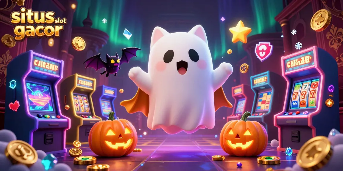 Permainan situs slot gacor dengan karakter kucing hantu dan vampir dalam suasana kasino menakutkan.