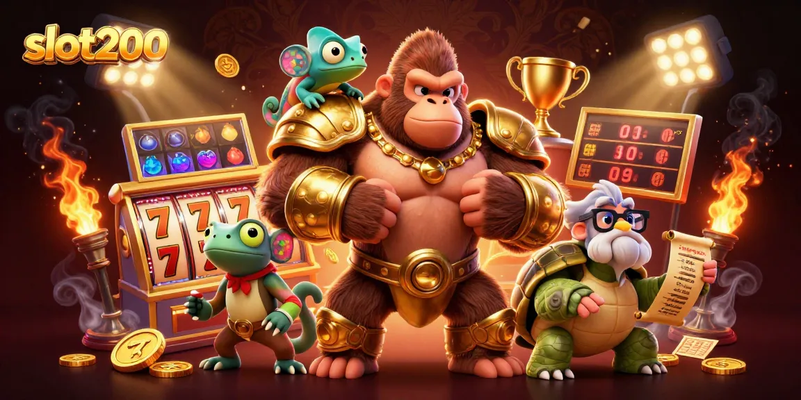 Spin the reels for big wins at slot200 with a powerful gorilla and wise tortoise elder.