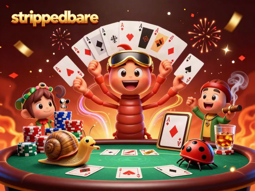 Permainan kompetitif di kasino dengan dealer yang penuh semangat, strippedbare menunjukkan aksi seru.