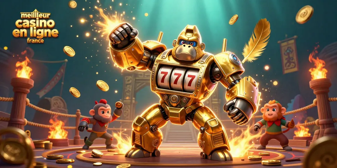Vivez l'expérience du meilleur casino en ligne en France avec un gorille mech audacieux et des pièces d'or éclatantes.
