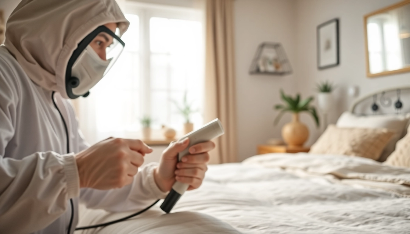 Bed bug exterminators inspecting a home environment, ensuring pest removal and safety.