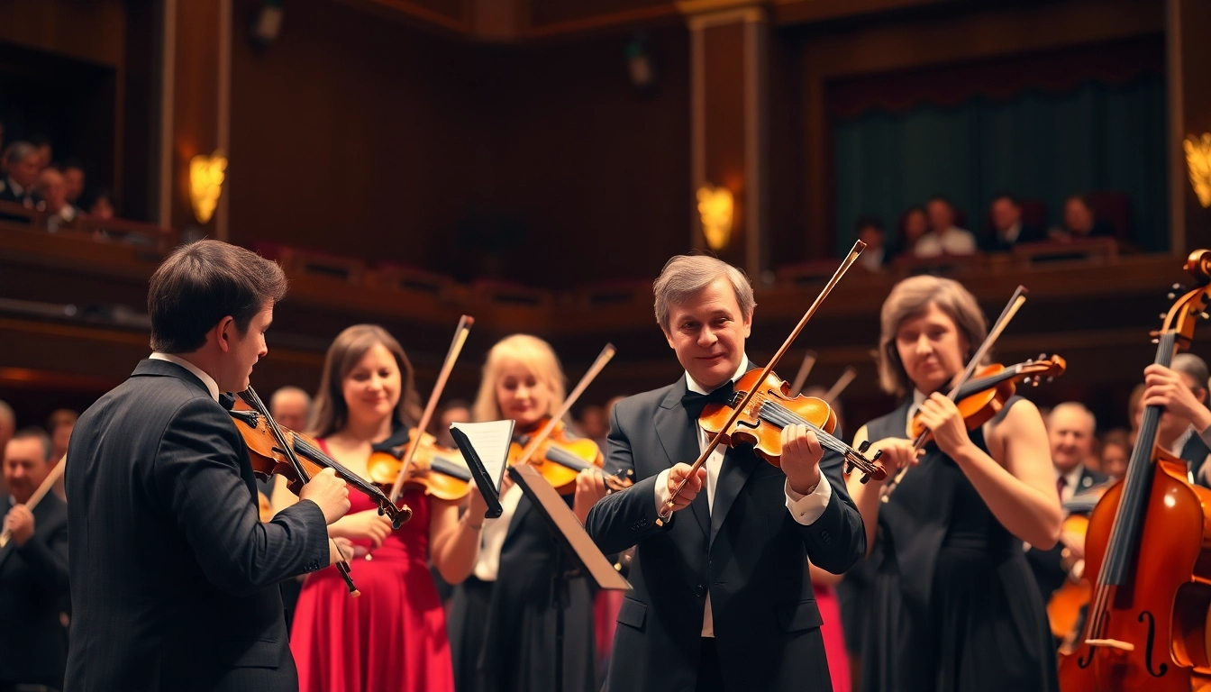 Un concert de muzica clasica plin de energie, cu muzicieni în acțiune.