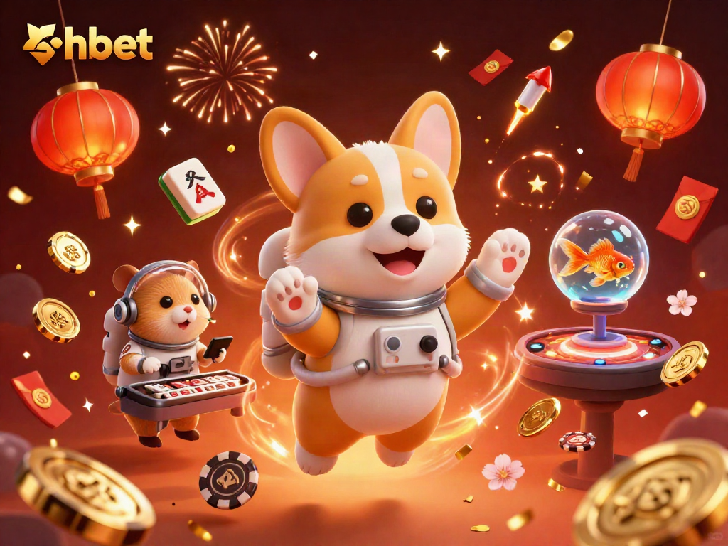 Engage with shbet in a vibrant casino world featuring a cartoon astronaut corgi and a mission-control hamster.