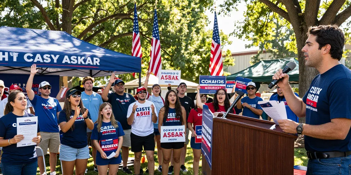 Casey Askar at a campaign rally, engaging supporters in Florida.
