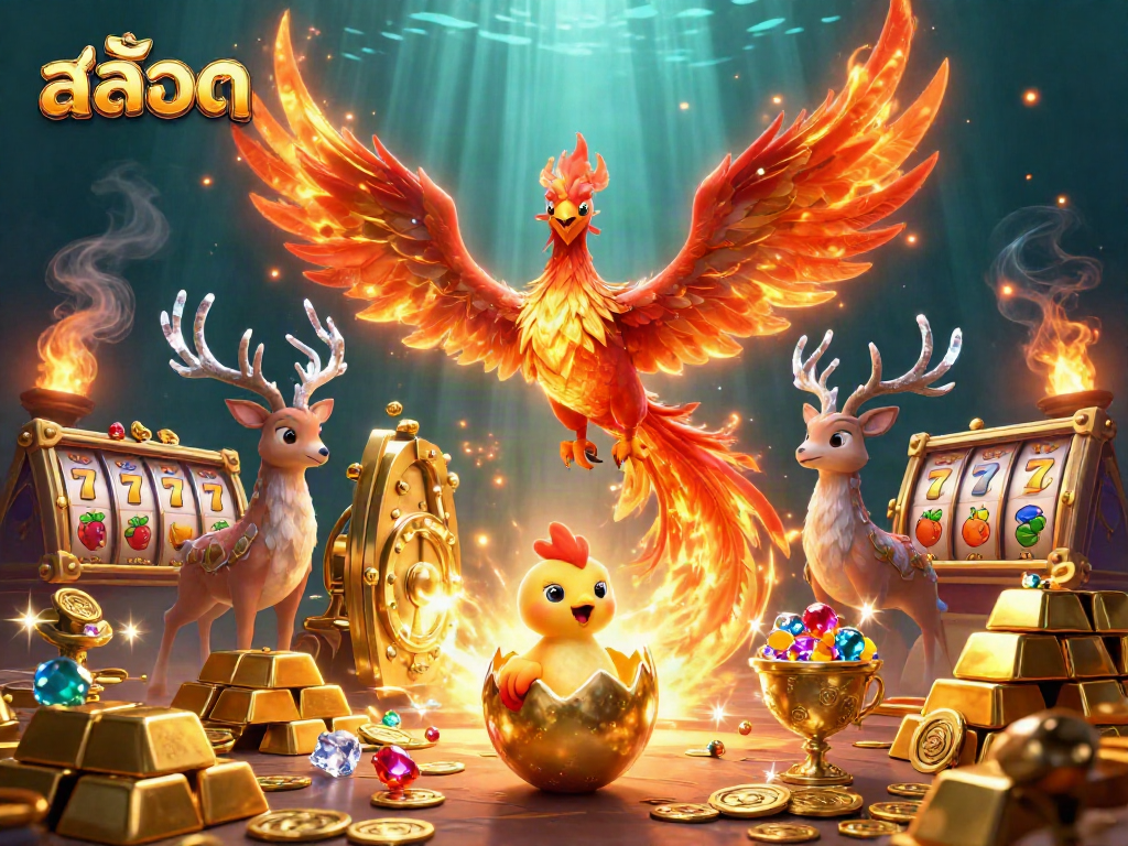 Experience thrilling slots adventures with สล็อต symbols in a vibrant casino scene.