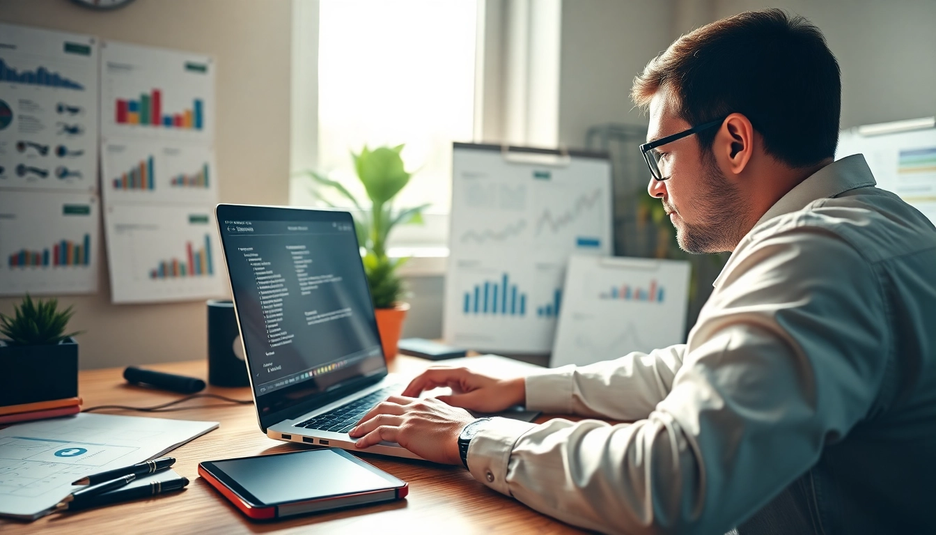 Creating custom Shopify development solutions in a modern workspace setting.