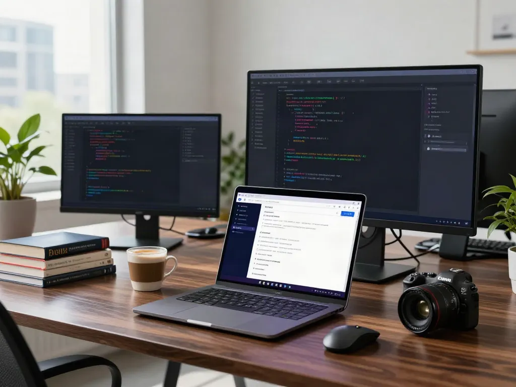Developer engaging with the brave浏览器 interface in a modern tech workspace, showcasing productivity.