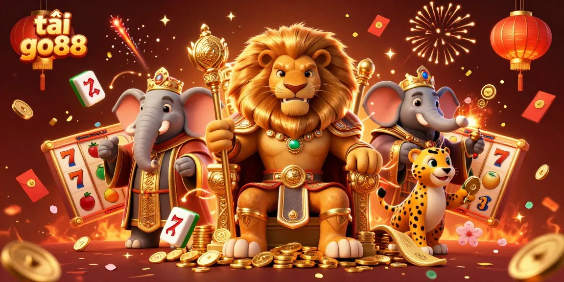 Experience vibrant casino excitement with tải go88, featuring a lion king, elephant advisor, and cheetah messenger.