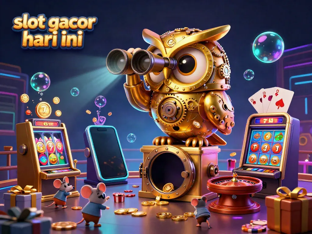 Discover engaging slot gacor hari ini illustrations with 3D elements in a vibrant casino scene.