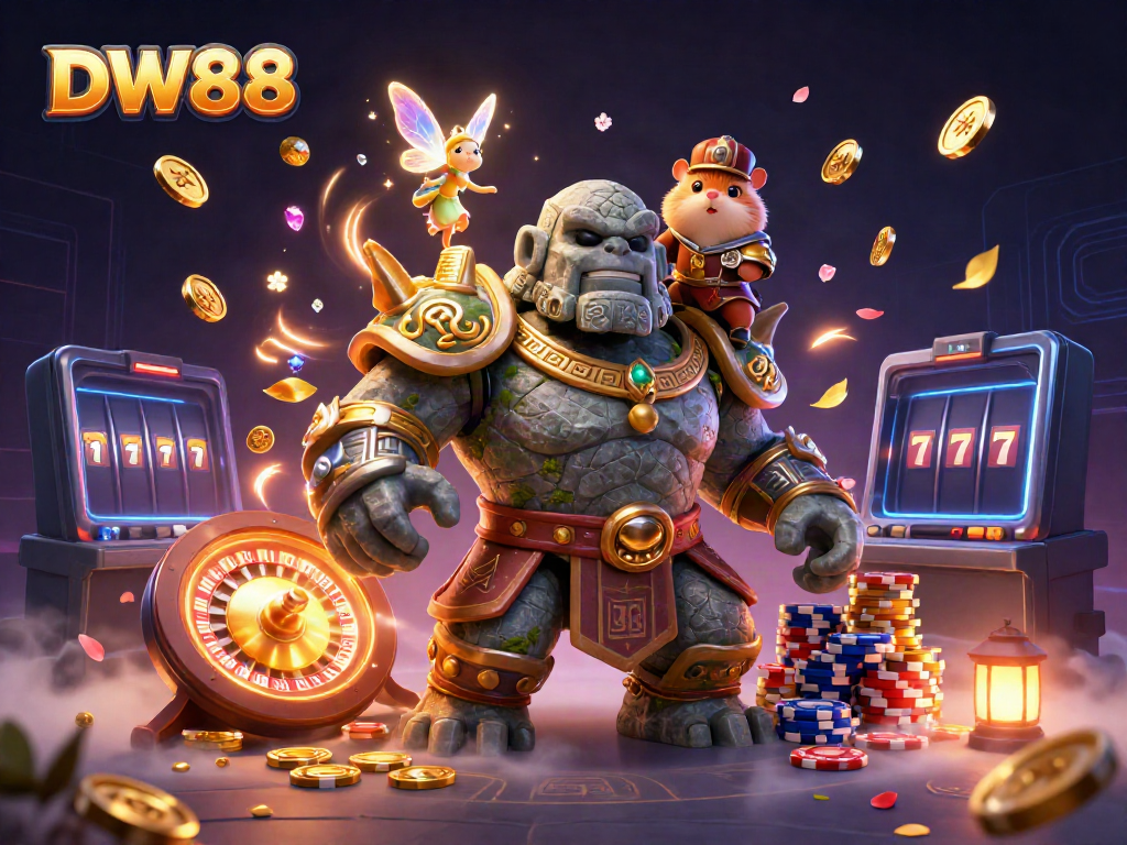 Experience thrilling excitement at DW88 as a magical golem and friends dominate the online casino scene.