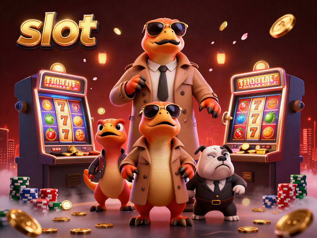 Raptor bermain slot di kasino dengan suasana meriah dan elemen menawan lainnya.