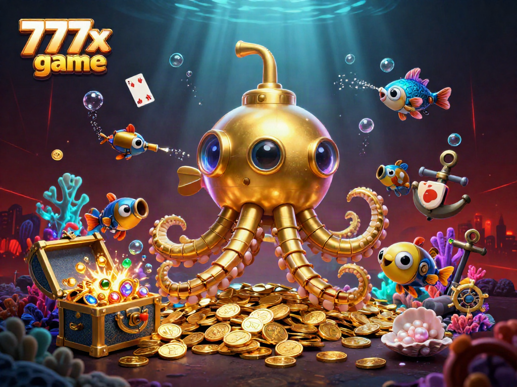 Experience thrilling wins with 777x game as you dive into a vibrant underwater casino world filled with treasures.