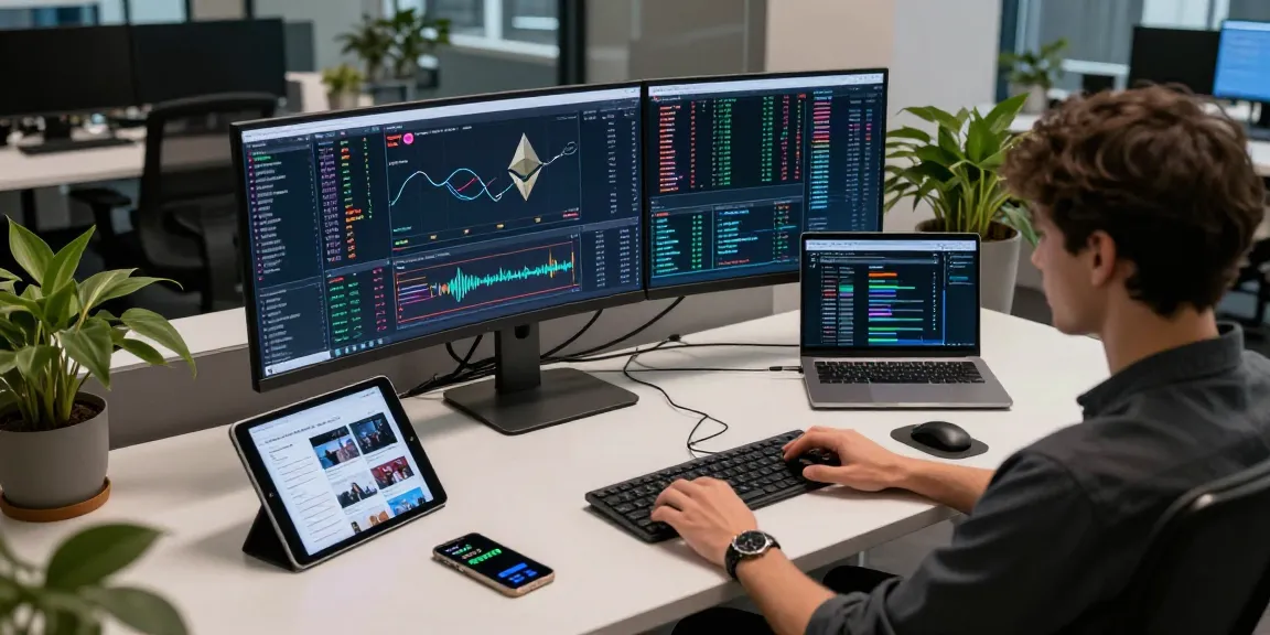 Manta Bridge facilitating Ethereum trading in a professional crypto workspace with live charts and digital wallets.