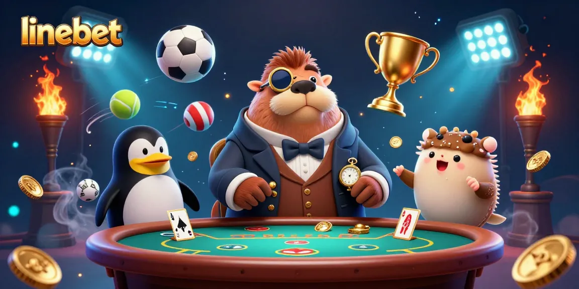 Engage with linebet's underwater poker scene featuring a jolly walrus, sophisticated dealer, and a bluffing pufferfish.