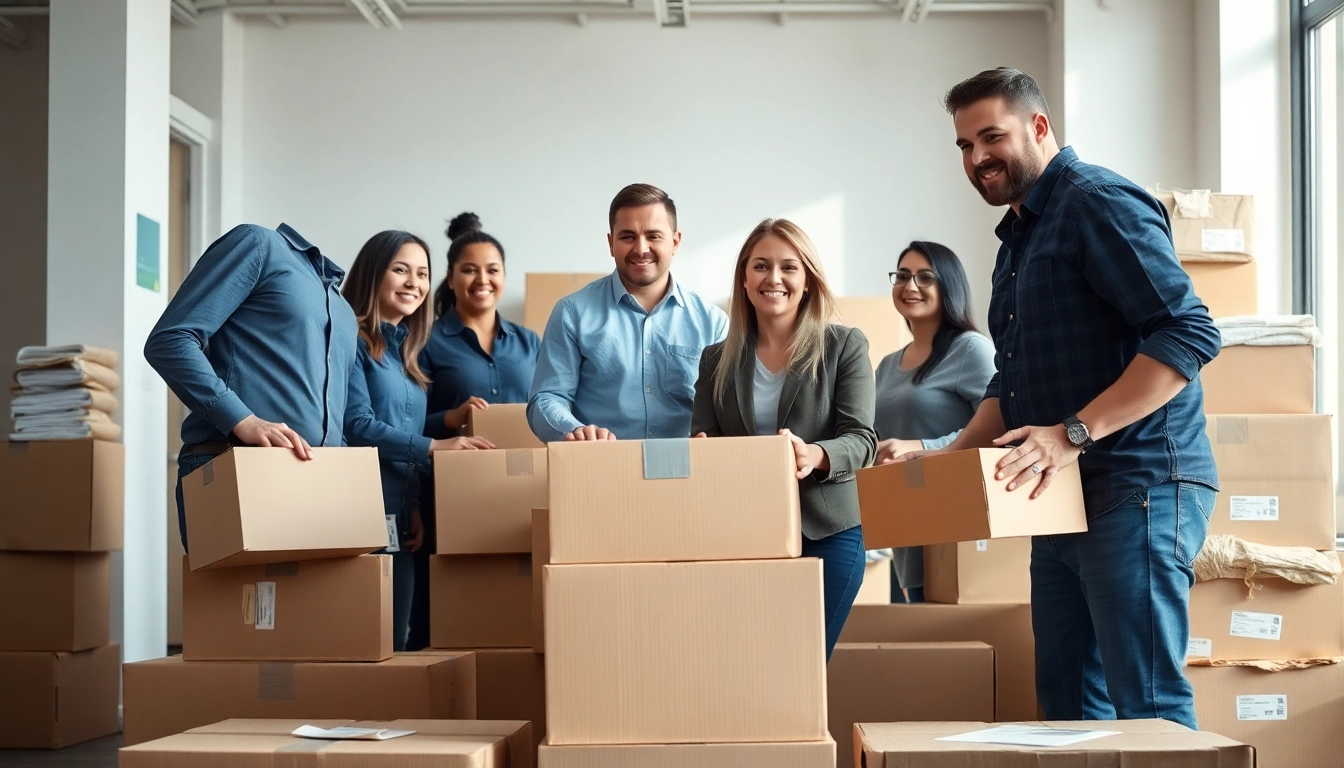 Professional Packing Services with expert packers assisting a client in a modern office.
