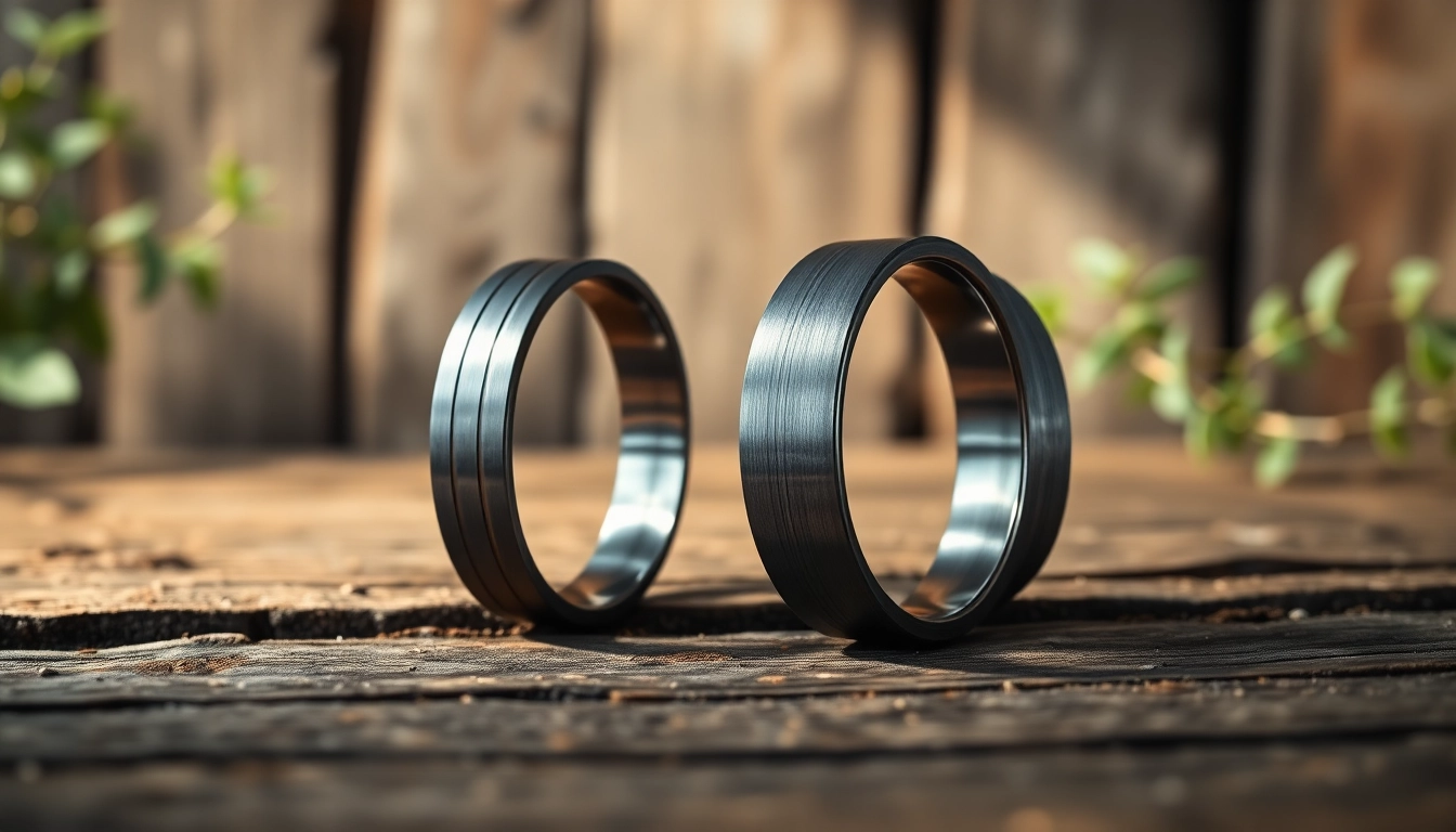 Showcase of Gunmetal Wedding Bands for Men featuring brushed finishes and modern designs.